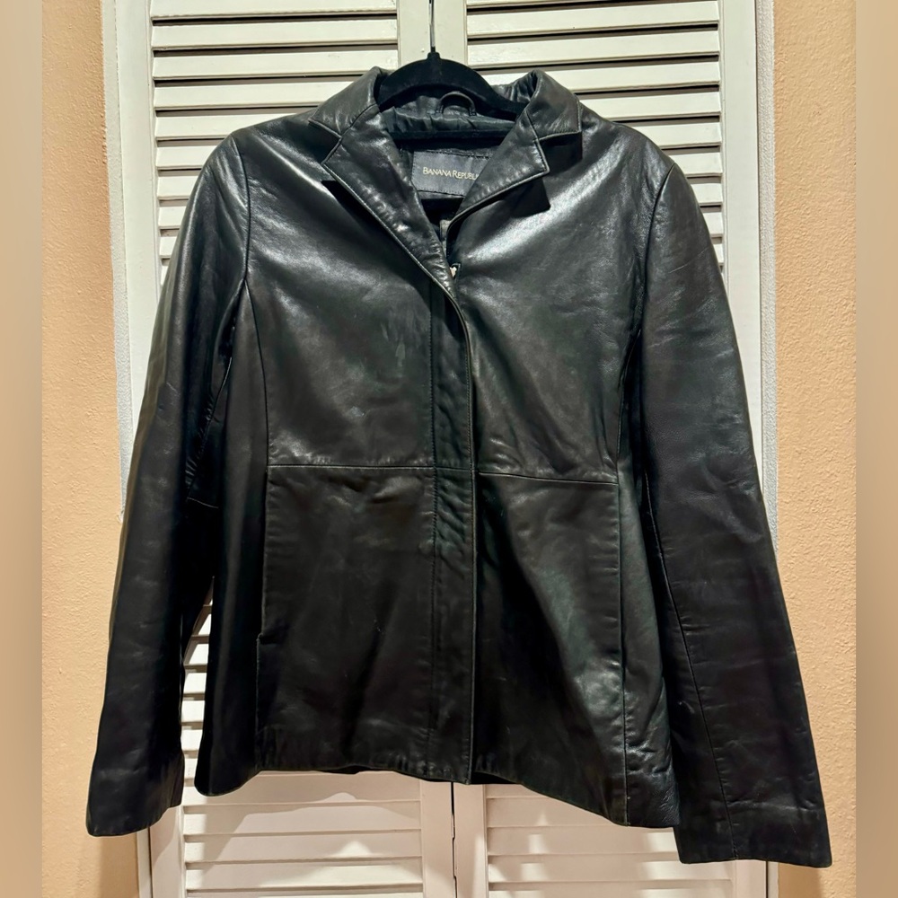 Banana Republic Black Genuine Leather Jacket size small